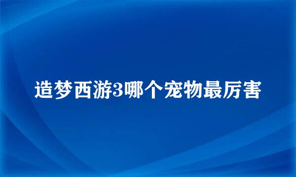 造梦西游3哪个宠物最厉害