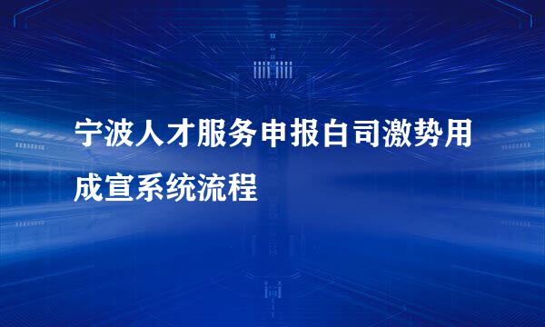 宁波人才服务申报白司激势用成宣系统流程