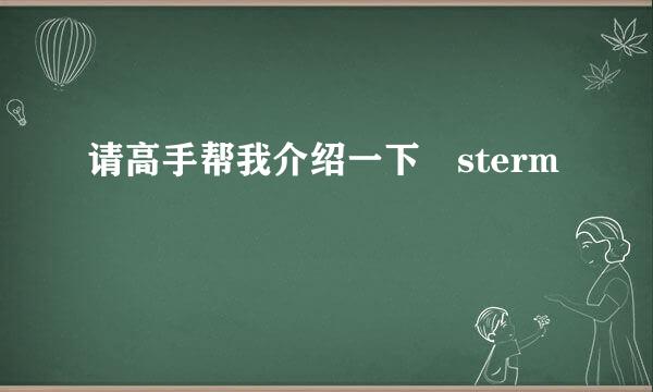 请高手帮我介绍一下 sterm