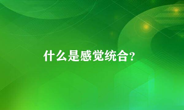 什么是感觉统合？