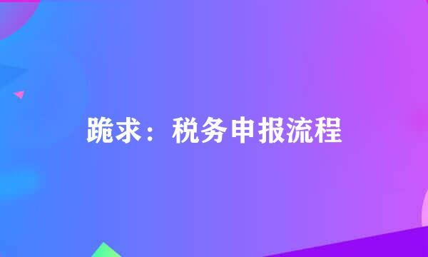 跪求：税务申报流程