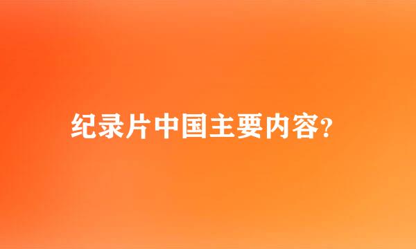 纪录片中国主要内容？