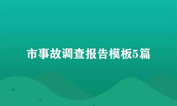 市事故调查报告模板5篇