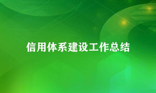 信用体系建设工作总结