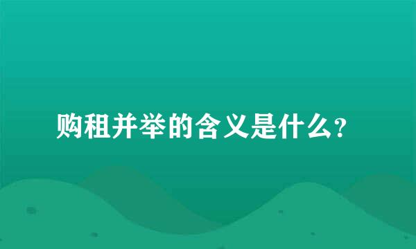 购租并举的含义是什么？