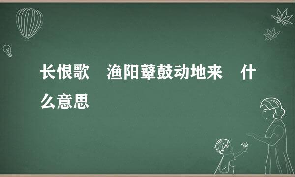 长恨歌 渔阳鼙鼓动地来 什么意思