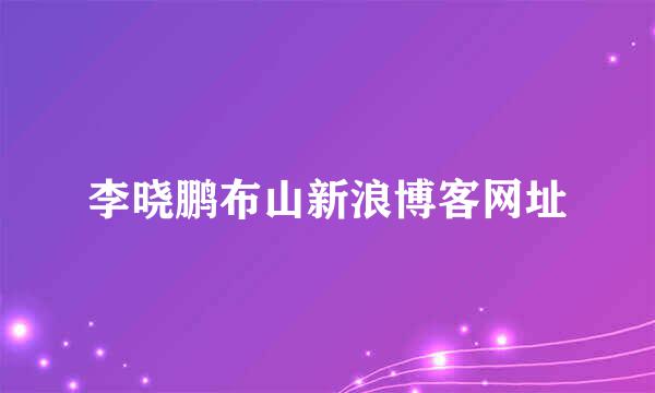 李晓鹏布山新浪博客网址