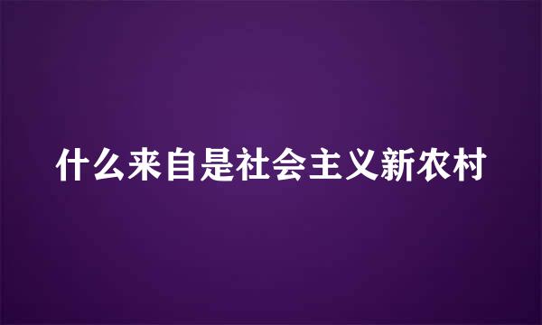 什么来自是社会主义新农村