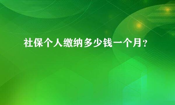 社保个人缴纳多少钱一个月？