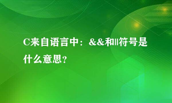 C来自语言中：&&和||符号是什么意思？