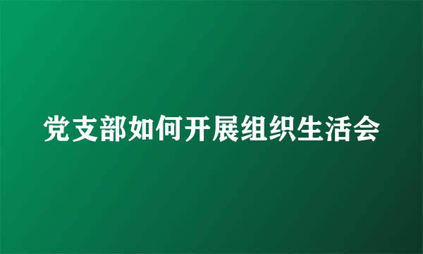 党支部如何开展组织生活会