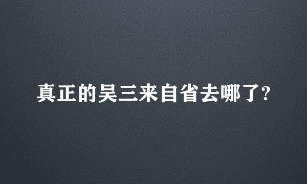 真正的吴三来自省去哪了?