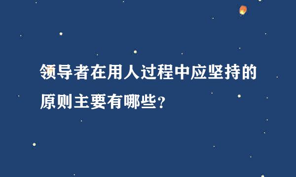 领导者在用人过程中应坚持的原则主要有哪些？