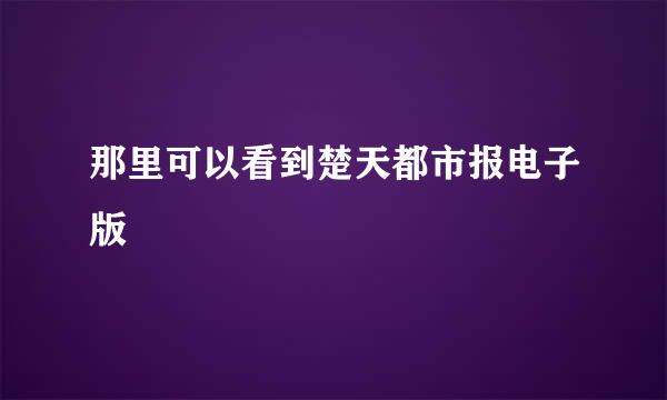 那里可以看到楚天都市报电子版