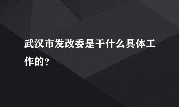 武汉市发改委是干什么具体工作的？