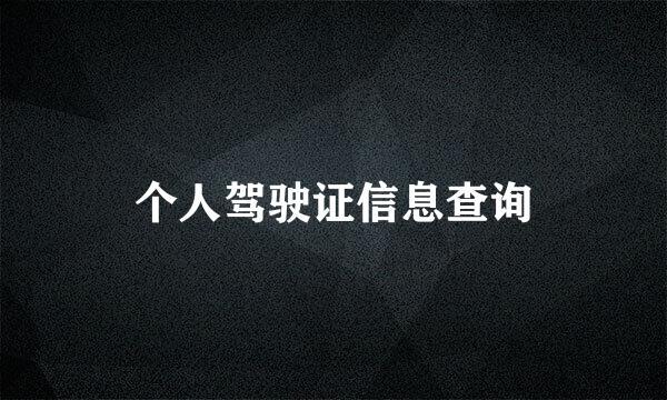 个人驾驶证信息查询