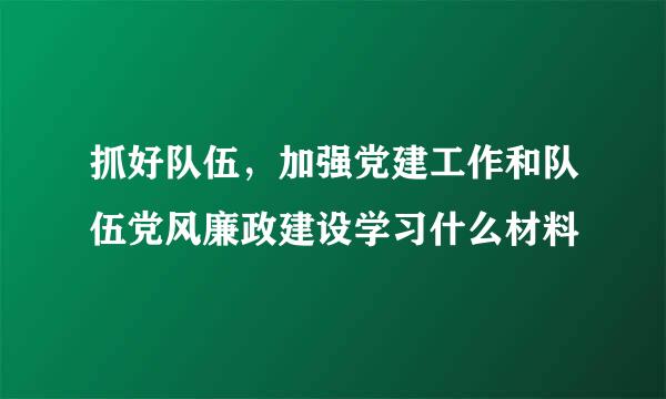 抓好队伍，加强党建工作和队伍党风廉政建设学习什么材料