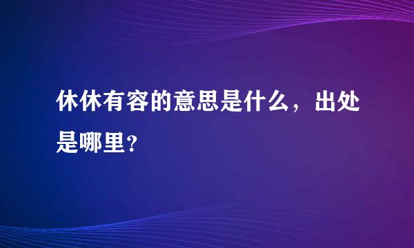 休休有容的意思是什么，出处是哪里？