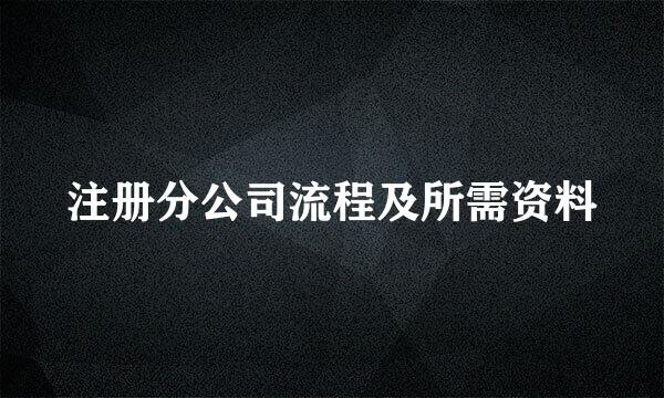 注册分公司流程及所需资料