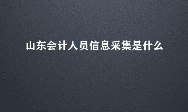 山东会计人员信息采集是什么