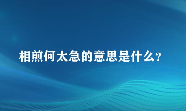 相煎何太急的意思是什么？