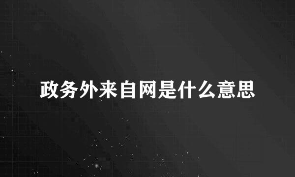 政务外来自网是什么意思