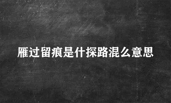 雁过留痕是什探路混么意思