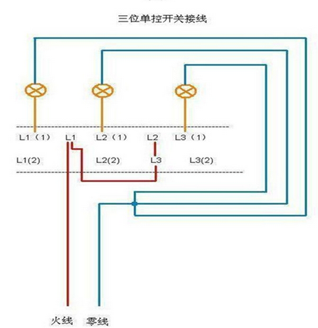 三开单控开关接线图