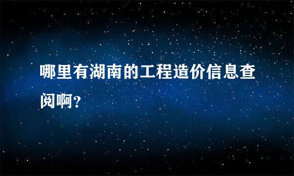 哪里有湖南的工程造价信息查阅啊？