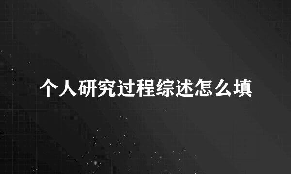 个人研究过程综述怎么填