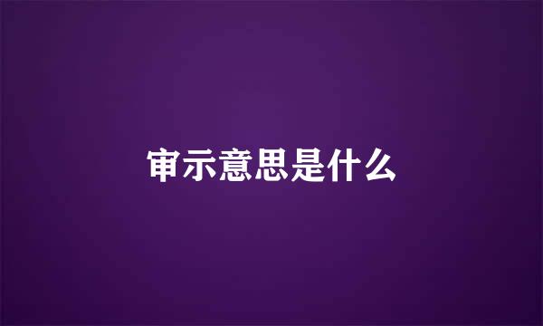 审示意思是什么