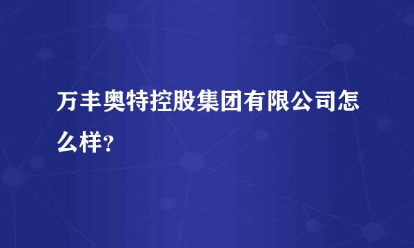 万丰奥特控股集团有限公司怎么样？