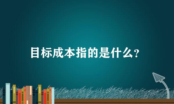 目标成本指的是什么？