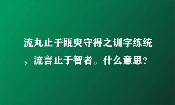 流丸止于瓯臾守得之训字练统，流言止于智者。什么意思？