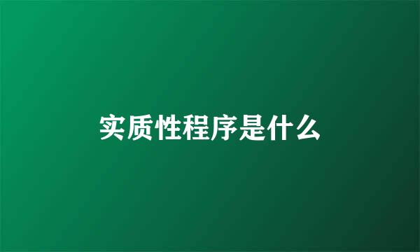 实质性程序是什么