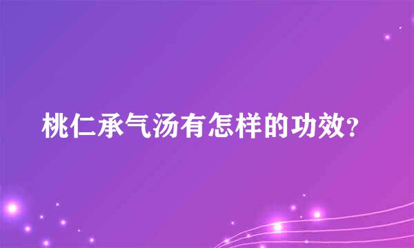 桃仁承气汤有怎样的功效？