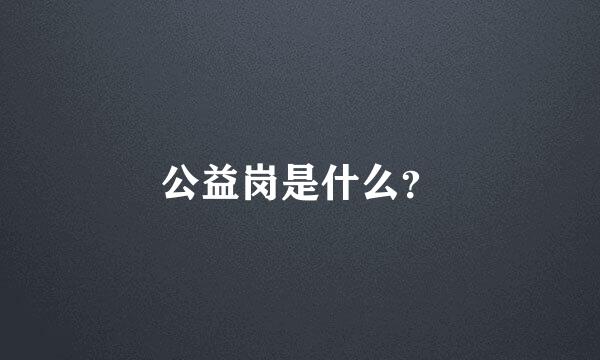 公益岗是什么？