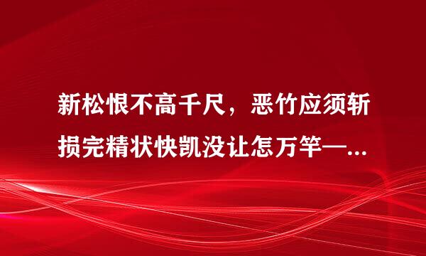 新松恨不高千尺，恶竹应须斩损完精状快凯没让怎万竿——出自哪里？