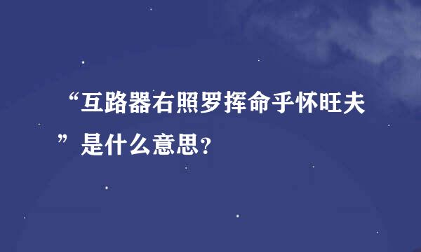 “互路器右照罗挥命乎怀旺夫”是什么意思？