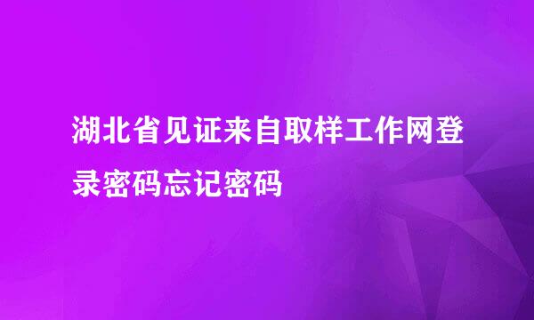 湖北省见证来自取样工作网登录密码忘记密码