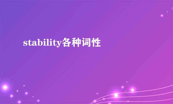 stability各种词性