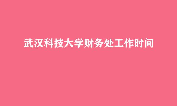 武汉科技大学财务处工作时间