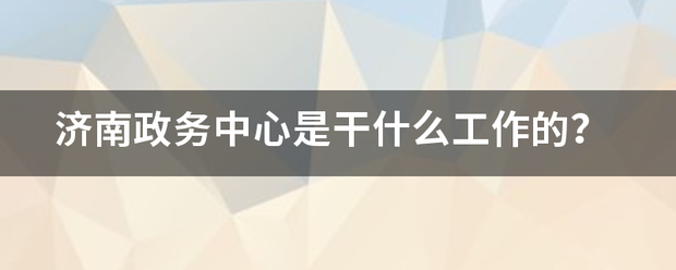 济南政务中心是干什么工作的？