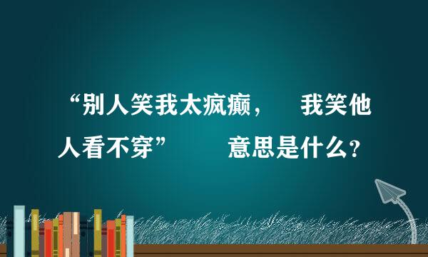 “别人笑我太疯癫， 我笑他人看不穿”  意思是什么？