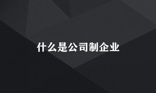 什么是公司制企业