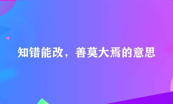 知错能改，善莫大焉的意思