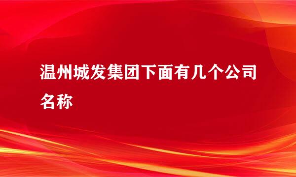 温州城发集团下面有几个公司名称