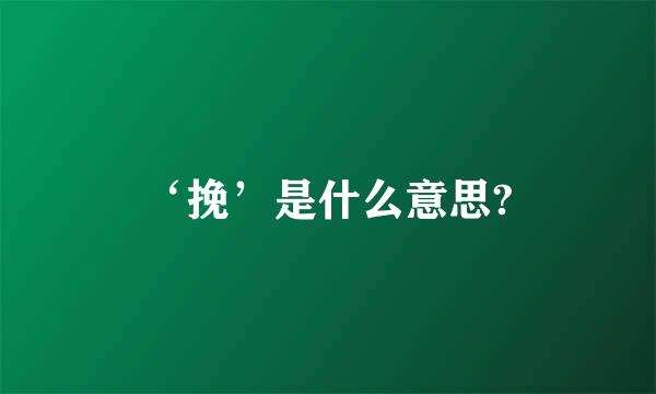 ‘挽’是什么意思?