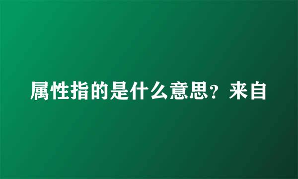 属性指的是什么意思？来自