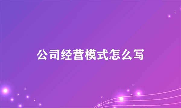 公司经营模式怎么写